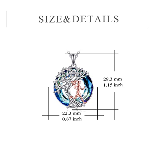 YFN Tree of Life Necklace Sterling Silver Crystal Jewelry Graduation Birthday Gifts for Women - color: Runner