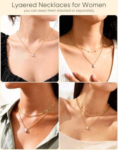 KSF Gold Lariat Necklace for Women Y Shaped Layered CZ Drop Chain | Y shaped necklace; Layered CZ detail; Long lariat style; Gift for her - color: Gold-10