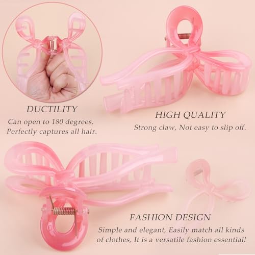 4 Pcs Bow Hair Clips Elegant Hair Claw Butterfly Hair Accessories for Girls Nonslip Butterfly Clips Hair Grips Styling Accessories for Women - color: 4 Pcs-Sweet Style