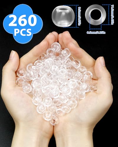 FIVEIZERO 260PCS Large Hole Hair Beads, 10x12mm Acrylic Pony Beads for Hair Braids, Bulk Pack - Clear for Bracelets & DIY - color: Clear