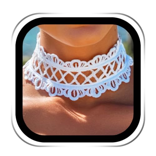 JAKAWIN Black Choker Necklace White Lace Chokers for Women - color: White