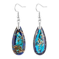 Stone Drop Earrings for Women Earrings Teardrop Jasper Stone Dangle Earrings - color: Blue&Light Blue-Silvery Hook