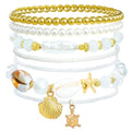 Beach Bracelets for Women Bohemian Stackable Heishi Surfer Bracelet Set Elastic Seashell Starfish Boho Friendship Bracelets for Summer Beach Party Holiday Vacation Jewelry - color: 7PCS-Gold Starfish/Turtle/Seashell
