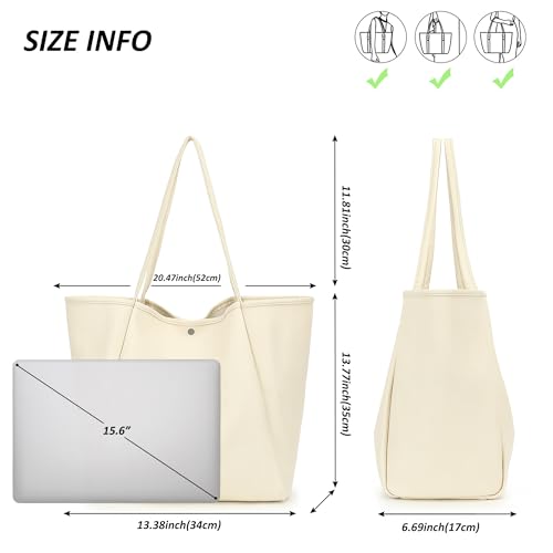 TANTOMI Tote Bag for Women Vegan Leather Purses and Handbags Ladies Waterproof Big Shoulder Bag for Travel - color: Cream White