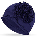Geyoga Cotton Chemo Headwear Turban for Women Soft Elastic Cancer Hat Cancer Sleep Caps Head Wraps for Women with Hair Loss - color: Blue