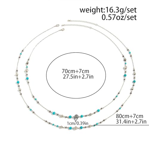 Long Necklaces for Women Pearl Necklaces for Women Long Chain Necklace Dainty Layered Pearl Necklace Statement Sweater Strand Chain Jewelry - color: Silver pearl