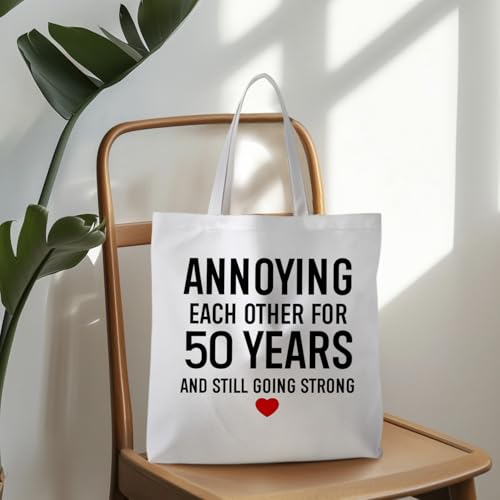 Motivational Canvas Tote Bag,Positive Affirmation Gifts for Women Men Reusable Grocery Shopping Tote Bag Purse - color: 50 Years