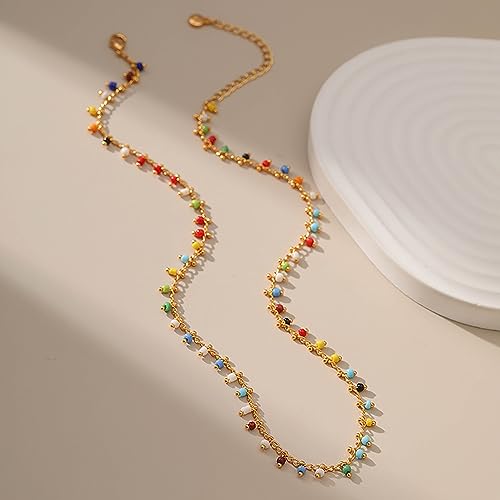 Beaded Choker Necklaces for Women 18k Gold Plated Dainty Gold Choker Necklaces for Women - style: boho choker