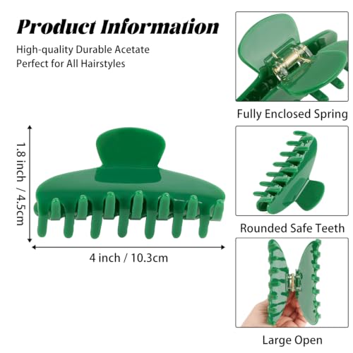 MAORULU Cute Claw Clip for Women – 4.3'' Large Acetate Hair Clips for Thick Thin Curly Long Hair, Durable Hair Clamps Non-slip Jaw Clip, Strong Hold, Stylish French Design (Forest Green) - color: Forest Green