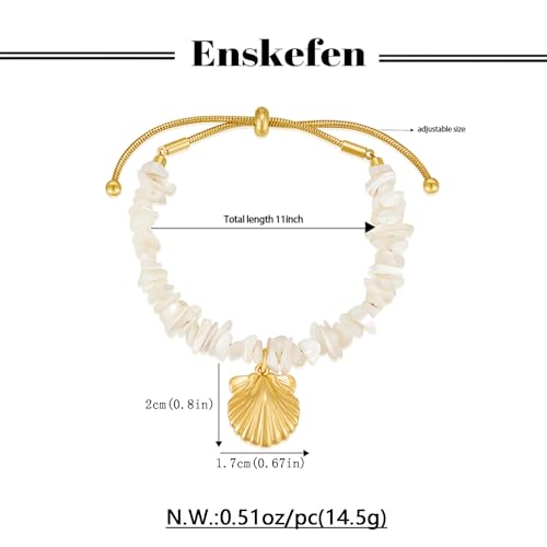 Gold Charm Bracelet for Women Boho Adjustable Shell Starfish Bracelet Summer Beach Ocean Statement Bracelets - color: Shell bracelet