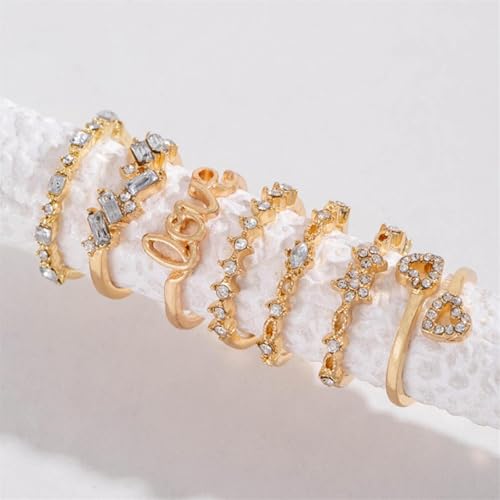 Knuckle Rings Set for Women,Simple Dainty Stackable Finger Ring Pack Minimalist Cute Butterfly Moon Heart Rings Boho Statement Jewelry Size Mixed - style: Style-C