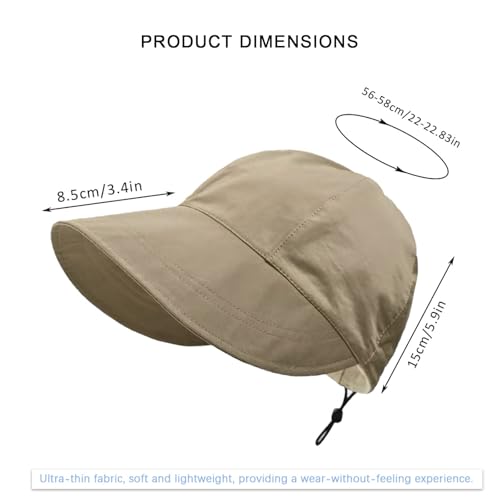 huablo UPF 50+ Womens Sun Hat Wide Brim Sun Hat UV Protection Hiking Fishing Hat Adjustable Head Circumference for Easy Carry - color: Khaki