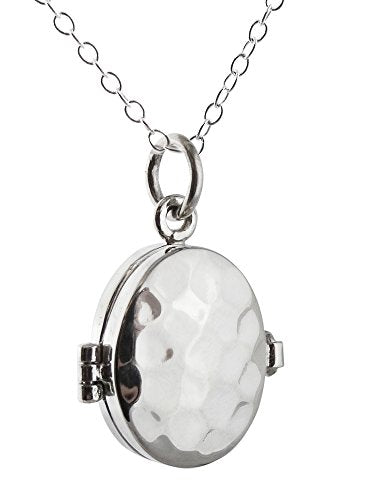 FashionJunkie4Life Sterling Silver Oval Locket Necklaces for Women, 18" Cable Chain - style: Hammered