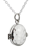 FashionJunkie4Life Sterling Silver Oval Locket Necklaces for Women, 18" Cable Chain - style: Hammered