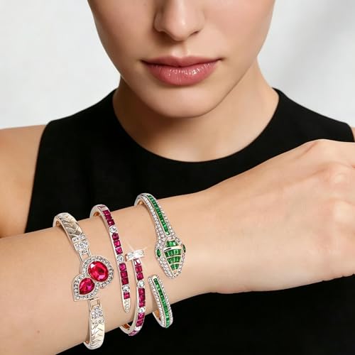 6PCS Gold Designer Classic Bangle Bracelet Set for Women, 18K Gold Plated with AAA Cubic Zirconia, Ideal Gift for Birthday Christmas Valentine's Day Mother's Day - color: Classic Style - Animal Element