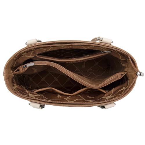 Wrangler Multi Pockets Tote Bag for Women Western Braided Shoulder Bag with Large Capacity for Everyday - color: Rtero-brown