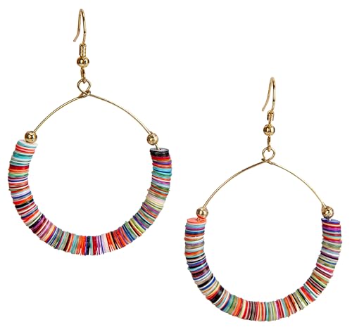 Bohemian Multi-Colored Sequin Hoop Gold Earrings - SPUNKYsoul Collection… - style: MEDIUM HALF DISC GOLD