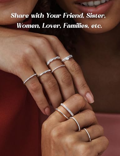 THUNARAZ 9Pcs Gold Stackable Rings for Women Non Tarnish Open Adjustable 14K Gold Plated Rings Trendy Stack Cubic Zirconia Thin Thumb Ring Set Minimalist Dainty Statement Band Ring - color: Silver Tone