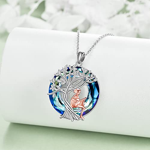 YFN Tree of Life Necklace Sterling Silver Crystal Jewelry Graduation Birthday Gifts for Women - color: Guitar