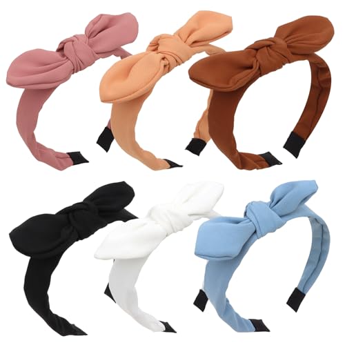 Jaciya Bow Headbands for Girls Women Hair Accessories Thin Headband with Bow Knotted Head Band Bunny Ears Hairband - color: Color 2