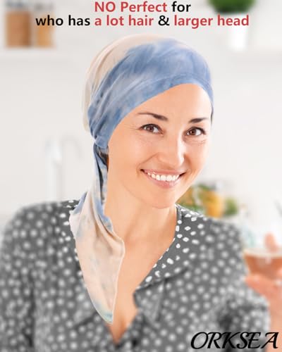 Chemo Headwear for Women Pre-Tied Head Scarf Headwraps Soft Turbans Cancer Hats Chemo Beanie Coverings Scarves - color: Gray and Khaki