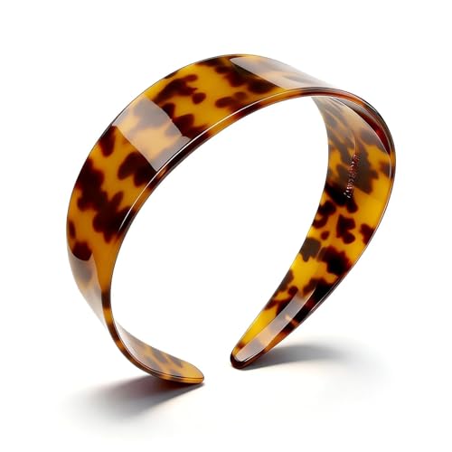 Tortoise Shell Headbands for Women, Wide Leopard Headbands with Teeth for Women's Hair No Headache Headband No Slip Hairbands-Tortoise, Acetate Hair Accessory for Daily Wear & Parties - color: Deep leopard print