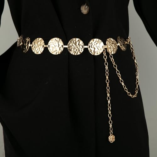 Luvatar Fashion Metal Waist Chain Belt Blouse Dress Sweater Chain Belt… - color: Gold-U27