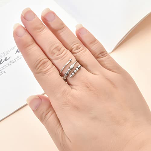 Morse Code Rings for Women, Stainless Steel Spinner Ring Fidget Rings for Anxiety Ring Morse Code Rings Inspirational Gifts Jewelry Women Birthday Graduation Gifts for Best Friends - style: 21 GOD is GOOD