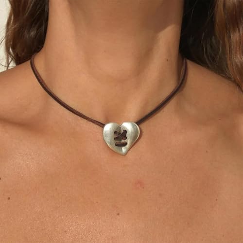 Boho Outfits for Women Boho Necklaces Country Concert Outfits Nashville Western Jewelry Choker Necklaces Long Leather Necklace Western Dress Jewelry Country Cowgirl Accessories Gifts - color: Z：Weave Heart Choker