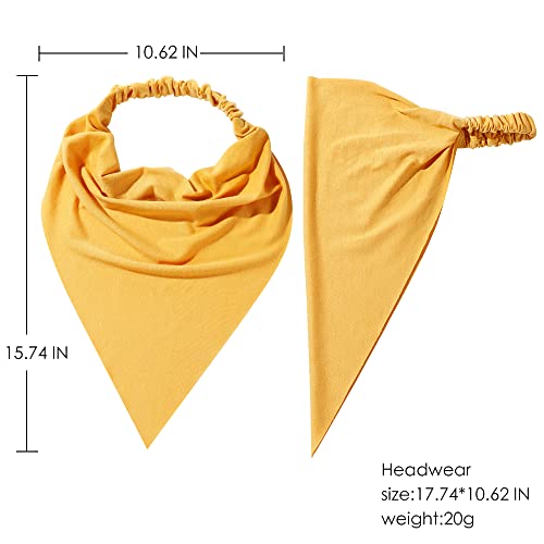 Vercret 6 Pack Hair Scarf Headband for Women Elastic Bandana Head Scarf Large Boho Triangle Kerchief with Clips Non Slip Scarves - color: E Dack Colors