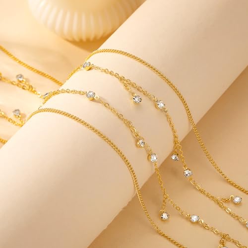 CHESKY Waist Beads for Women, Dainty 14k Gold Plated Waist Chain Beach Accessories Cute Belly Chain Body Chain Gold Chain Belts for Women Summer Beach Jewelry for Womens Gifts Rave Outfits for Womens - style: CZ cuban-gold