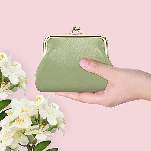 Coin Purse, Small PU Leather Change Purse, Coin Wallet with Clasp, Car Change Holder Pouch for Woman Men Kids Girls, Green - color: Green