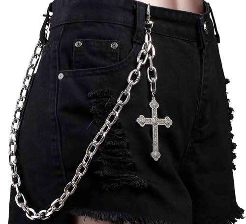Layered Pants Chain for Men Women Punk Chain Hip Hop Jewelry Clothing Accessories Vintage Jeans Chains - style: Silver one layered