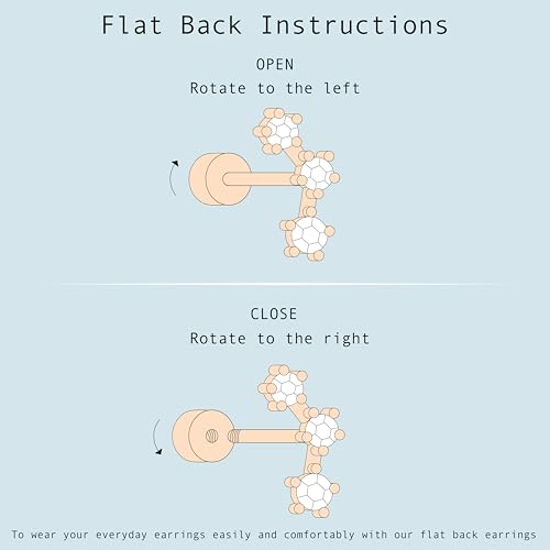 3 Pairs Dainty Small 4th of July Earrings for Women Trendy, Birthstone Stud Huggie Hoop Jacket Stack for Cartilage Helix, Gold Plated Hypoallergenic Cute Women Fashion Accessories Western Jewelry Gifts - color: Flatback (Gold)
