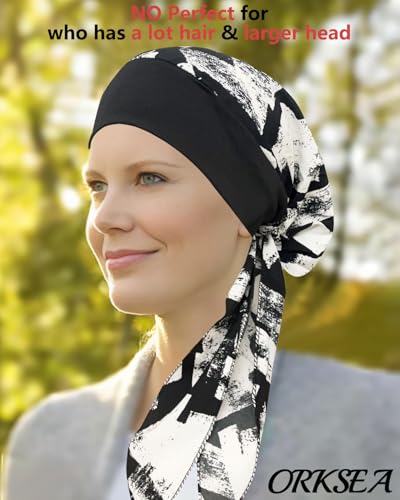 Chemo Headwear for Women Head Scarf Headwraps Silky Soft Turbans for Women Cancer Hats Chemo Beanie Coverings Scarves - color: C Black and White