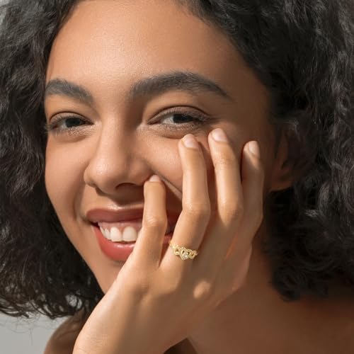 MINDDHA 14K Gold/White Gold Plated Rings- Cubic Zirconia Simulated Diamond Band For Wedding- Love Infinity Silver Gold Rings for Women- 2mm Band Size 4-12 - color: Gold