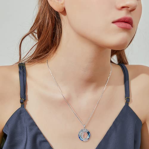 YFN Tree of Life Necklace Sterling Silver Crystal Jewelry Graduation Birthday Gifts for Women - color: Runner