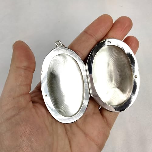 FashionJunkie4Life Sterling Silver Oval Locket Necklaces for Women, 18" Cable Chain - style: Large Oval Floral