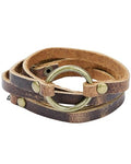 SPUNKYsoul Buckle or 5 Wrap Leather Circle Bracelet - Handmade Adjustable Leather Wrap Bracelet for Women & Men, Unique Distressed Stackable Jewelry with Symbolic Circle for Everyday Wear & Gifting - style: Women's Brown
