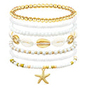 Beach Bracelets for Women Bohemian Stackable Heishi Surfer Bracelet Set Elastic Seashell Starfish Boho Friendship Bracelets for Summer Beach Party Holiday Vacation Jewelry - color: Starfish-7CPS