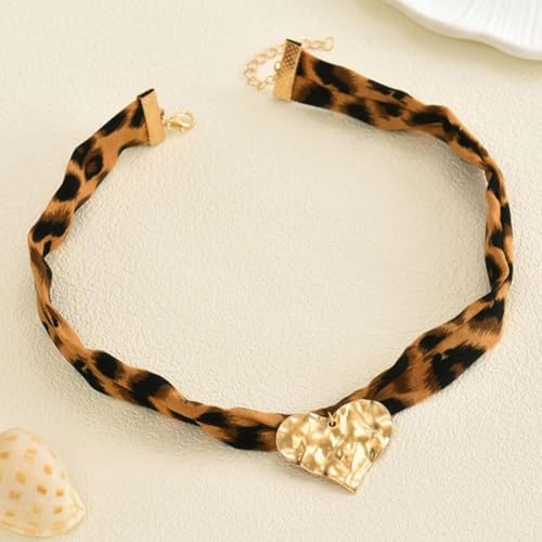 Scarf Necklace with Charm Gold Starfish Chunky Cross Heart Flower Pendants Bandana Charm Necklace Western Scarf for Women Boho Cowgirl Country Cowboy Accessories Beach Vacation Vacation Outfits Jewelry - color: A4-Scarf Necklace With Heart Charm