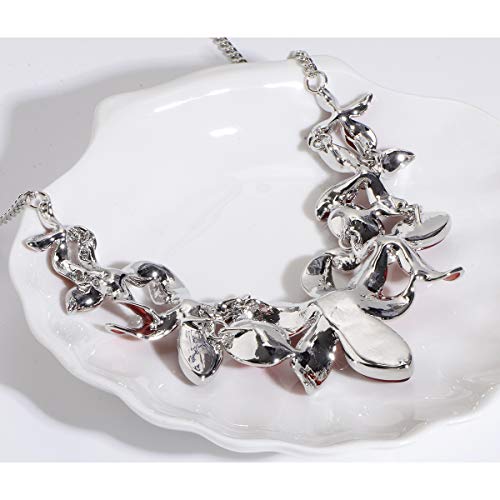 AMYJANE Vintage Statement Jewelry Set - Spring Leaf Flower Floral Plant Necklace Earring Set Crystal Rhinestone Fashion Costume Jewelry for Women Prom Party Unique Gift - style: Flower Jewelry Set Green
