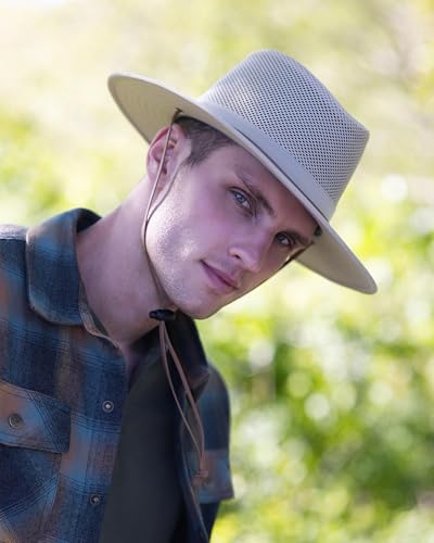 Bouie Safari Sun Hat - UPF 50+, Water-Repellent Wide Brim Bucket Hat for Hiking, Fishing - color: Khaki, size: Medium