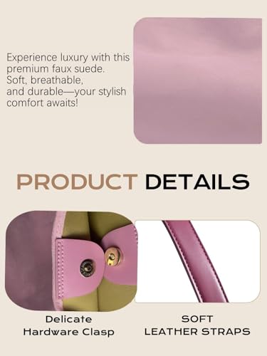 Large Work Tote Bags for Women, Boho Slouchy Suede Purses Handbags - color: Pink