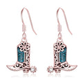 Western Earrings for Women 925 Sterling Silver Turquoise Western Country Dangle Drop Earrings Country Jewelry Gifts for Cowgirl Cowboy - style: Cowboy Boot-A Rose Gold