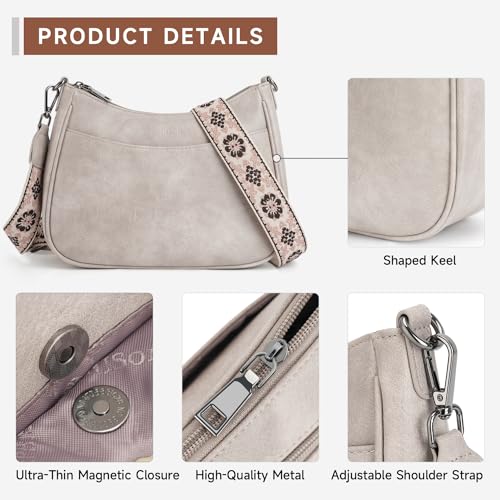 APHISON Trendy Leather Crossbody Purse with Adjustable Strap, Women's Shoulder Handbag - color: 02-grey