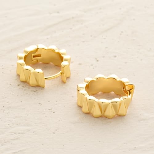 MYEARS Women Earrings Gold Huggie Hoop 14K Small Simple Hypoallergenic Everyday Jewelry - style: Frill