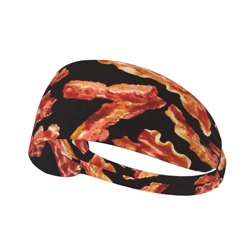 Black and Gold Swirl Liquid Ink Marble Workout Headbands Fashion Sports Sweatbands Yoga Hairbands for Fitness Athletic Non Slip Wicking Headscarf for Men Womens Girls Summer Accessories Elastic Bands - color: Bacon Printing