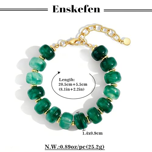 Chunky Beaded Bracelets for Women Boho Multicolor Acrylic Resin Beads Bracelet Adjustable Statement Bracelet Summer Beaded Jewelry - color: Beads bracelet--green