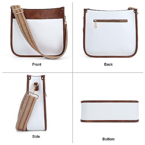 HKCLUF Crossbody Bag Purse for Women 2PCS/Set Leather Hobo Handbag Wallet Set With 2Adjustable Guitar Strap Shoulder Bag | Purse - color: A01-white Brown